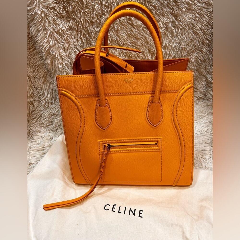 🦄 Celine yellow leather luggage hand bag